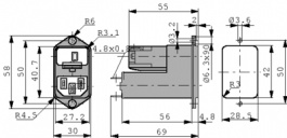 4303.5013, Power inlet with filter 4 A 250 VAC, Schurter