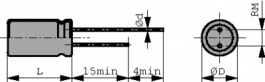 25YXH220MT78X11.5, Capacitor, radial 220 uF 25 VDC, RUBYCON