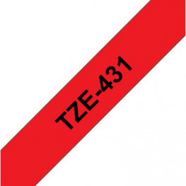 TZE-431, Этикеточная лента 12 mm черный на красном, Brother