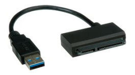 12.02.1043, Converter Cable USB A Plug - SATA 22-Pin Male 150mm Black, Roline