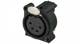 NC4FAH, XLR Panel-mount female receptacle, 4 Poles A Horizontal/PCB Mounting/Separate Gr, Neutrik