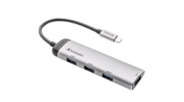 49147, USB Hub, 4x USB A Socket - USB C Plug, 4x USB A Socket - USB C Plug, Verbatim