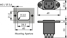 KFS.4300.5053, Power inlet with filter 4 A 250 VAC, Schurter