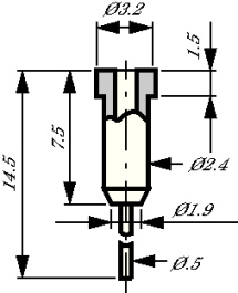 SB2, Plug Socket Gold-Plated Copper 0.4 mm, Fischer Elektronik