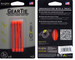 GEAR TIE 3-BRIGHT ORANGE, Gear Tie 3" Bright Orange, Nite Ize