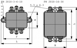 FN2010-10/06, Сетевой фильтр, 1-фазный 10 A 250 VAC, Schaffner
