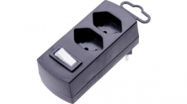 108912, Outlet tap with switch, 2 x Type J (T13), black, Max Hauri