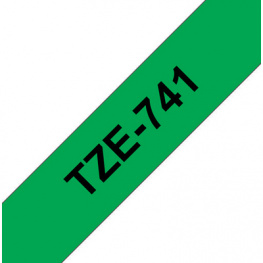 TZE-741, <br/>Ленты Brother для P-touch 18 mm черный на зеленом, Brother