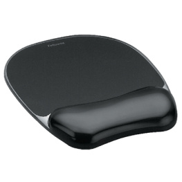 9112101, Crystals Gel wrist support with mouse pad black, Fellowes
