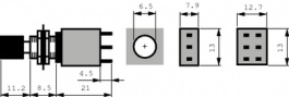 MB2061SS4W01, Переключатель: кнопочный; Пол: 2; DPDT; 3A/250ВAC; 3A/30ВDC; 1ГОм, NKK Switches (NIKKAI, Nihon)