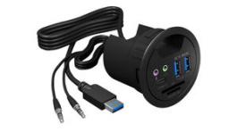 IB-HUB1404A, Desk USB Hub, 3x USB A Socket/USB C Socket/3.5 mm Jack Socket/SD Card Slot/microSD Card Slot - USB A Plug/3.5 mm Jack, ICY BOX