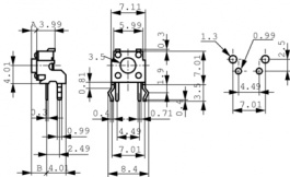 1-1825027-1, Переключатель: микропереключатель TACT; Пол: 2; SPST-NO; 100мОм, TE Connectivity