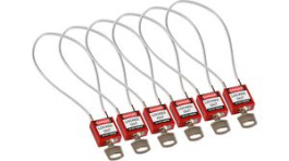 146132 [6 шт], Compact Cable Padlock, Keyed Alike, Red, Pack of 6 pieces, Brady