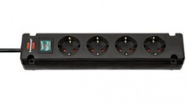 1150650114, Outlet Strip 4x Type F (CEE 7/3) - Type F (CEE 7/4) Black 1.5m, Brennenstuhl