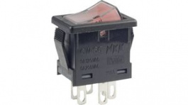 CWSC11JCACS, Rocker Switch SPST ON-OFF Black / Red, NKK Switches (NIKKAI, Nihon)