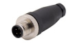 RND 205-01201 M12 Straight Plug Circular Connector, 4 Poles, A-Coded, Screw