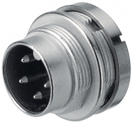 09 0115 00 05, Panel-mount plug, 423 series 5-pole poles 5 - 240deg. 6 a 250 vac/vdc, Binder