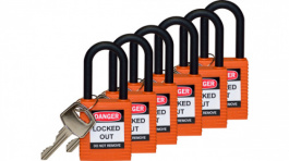 813598 [6 шт], Safety Padlock;Orange;Nylon, Brady