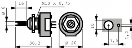 71471, Wire potentiometer 2 kOhm linear +- 5 %, Contelec