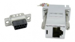 RND 205-00939, D-Sub Adapter, 9-Pin Plug to RJ45 Socket, Silver, RND Connect