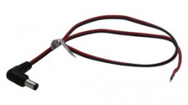 RND 205-01262, DC Connection Cable, 2.5x5.5x9.5mm Plug, Right Angle, 500mm, RND Connect