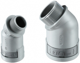 BVAD-M162GT, Угловой разъем 45°; Резьба: метрическая,внешняя; Oрукава: 12мм, PMA AG (Cable protection)