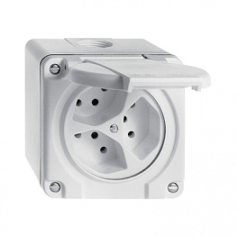 87303.NAP.62, Sockets for on-wall assembly 87 x 87 x 68 mm 10 A CH&nbsp;&nbsp;Grey, Feller CH