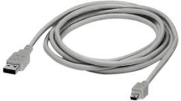 2986135, USB Cable 3 m Grey USB-A Male USB-Mini-B Male, Phoenix Contact