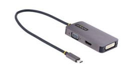 118-USBC-HDMI-VGADVI, Multi-Port Adapter, USB-C Plug - HDMI Socket / DVI Socket / VGA Socket, Silver, StarTech