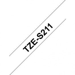 TZE-S211, Этикеточная лента 6 mm черный на белом, Brother