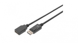 AK-340200-020-S, Video Cable, DisplayPort Plug - DisplayPort Socket 2m, DIGITUS
