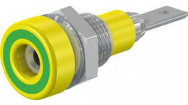 23.0030-20, Panel Mount Socket 2mm Green / Yellow 10A 30V Optalloy-Plated, Staubli (former Multi-Contact )