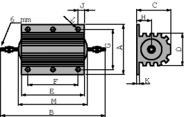 HS200 R10 J, Wirewound resistor 0.1 Ohm 200 W +- 5 %, Arcol
