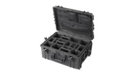 RND 600-00313, Watertight Case with Padded Dividers and Organizer, 53.38l, 594x473x270mm, Polypropylene (PP), Black, RND Lab