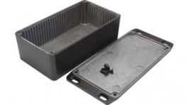 1590PFLBK, Diecast Enclosure With PCB Guides and Flanged Base, Aluminium, 82 x 153 x 50 mm,, Hammond