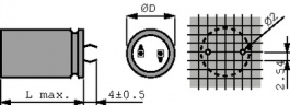 LAH-100V222MS37#, Aluminium Electrolytic Capacitor 2200 uF 100 VDC, Elna