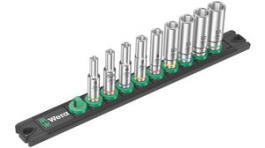 05005410001, Zyklop Deep Socket Set, Hex, 9 Pieces, 1/4", Wera Tools