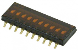 A6H-0102, Переключатель: DIP-SWITCH; Кол-во секций:10; ON-OFF; Шаг:1,27мм, Omron