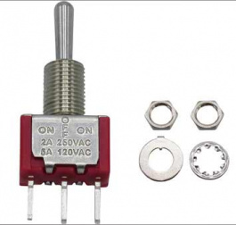 RND 210-00441, Miniature Toggle Switch, On-Off-On, PC Thru-hole, RND Components