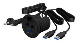IB-HUB2201, Desk USB Hub, 3x USB A Socket/Euro Type C (CEE 7/16) Socket - USB A Plug/DE Type F (CEE 7/4) Plug, ICY BOX