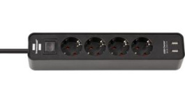1153240006, Outlet Strip 4x Type F (CEE 7/3)/USB - Type F (CEE 7/4) Black 1.5m, Brennenstuhl
