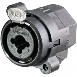 ACJC6H BULK, Гнездо; Jack 6,35мм/XLR; "мама"; угловой 90°; с кнопкой; THT; 50В, Amphenol