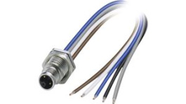 1415297, M12 Rear Mounting Panel Plug, 5 Poles, L-Coded, Assembled with Wires, Phoenix Contact