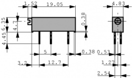 90PR100KLF, Trimmer Potentiometer 100 kOhm 750 mW, BI Technologies