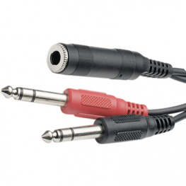 AC174-0,2M/BK-R, Y-Audio cable jack 6.3 mm 0.2 m Black, ELFA производитель