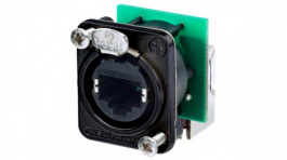 NE8FDP-R-B, Panel mount jack RJ 45, 90° 8 black, Neutrik