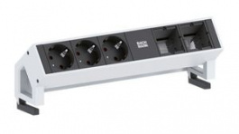 902.201, Desk Outlet with 2x Custom Module DESK 2 3x DE Type F (CEE 7/3) Socket - GST18i3 Plug 200mm, Bachmann