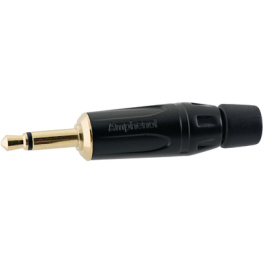 KM2PB-AU, Вилка; Jack 3,5мм; "папа"; mono; прямой; на провод; пайка; черный, Amphenol