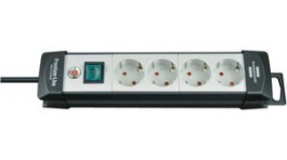 1951540100, Outlet Strip 4 Schuko Type F Light Grey CEE 7/4, Brennenstuhl