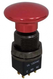RND 210-00616, Emergency Stop Switch, 2CO, ON-(ON), IP67, Soldering Lugs, RND Components